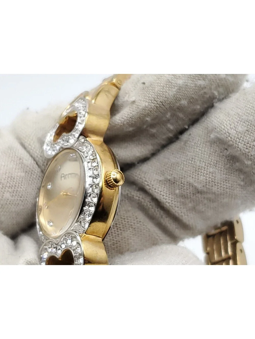 Armitron Now Quartz Watch Womens New Battery Rhinestone Bezel 22mm